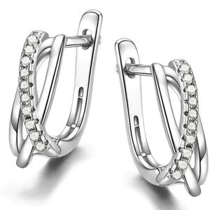 💞 Dainty White Tiny Round CZ Twisted Irregular Stud Earrings, GPMB1432